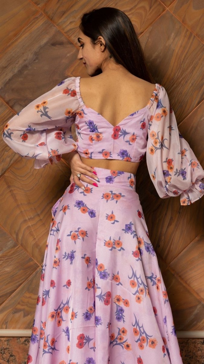 LAVENDER FLOWER ORGANZA CO - ORD SET - Pomcha Jaipur