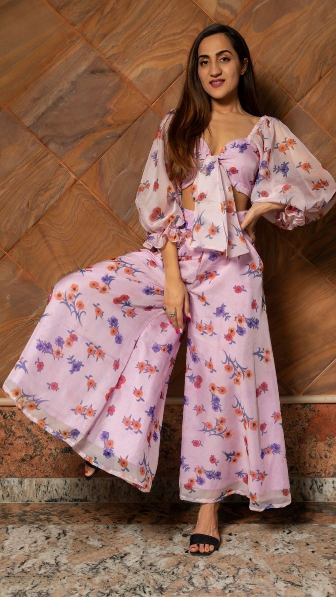 LAVENDER FLOWER ORGANZA CO - ORD SET - Pomcha Jaipur