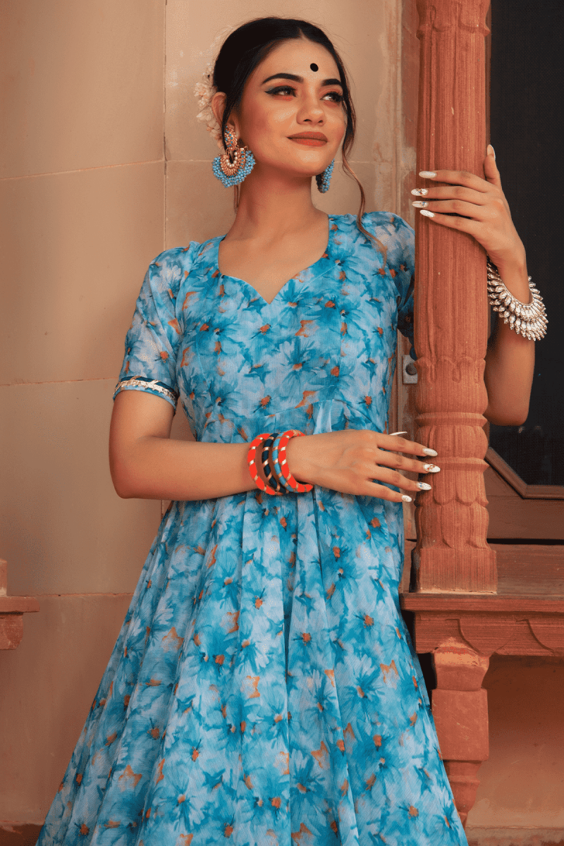 LILLY OF NILE CHIFFON ANARKALI SUIT SET - Pomcha Jaipur