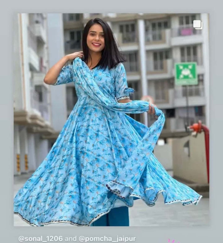 LILLY OF NILE CHIFFON ANARKALI SUIT SET - Pomcha Jaipur