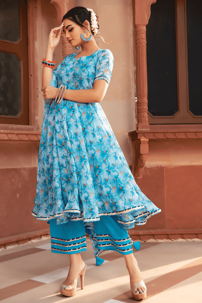 LILLY OF NILE CHIFFON ANARKALI SUIT SET - Pomcha Jaipur
