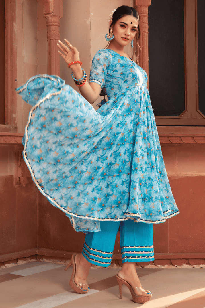 LILLY OF NILE CHIFFON ANARKALI SUIT SET - Pomcha Jaipur