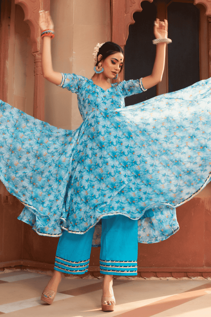 LILLY OF NILE CHIFFON ANARKALI SUIT SET - Pomcha Jaipur