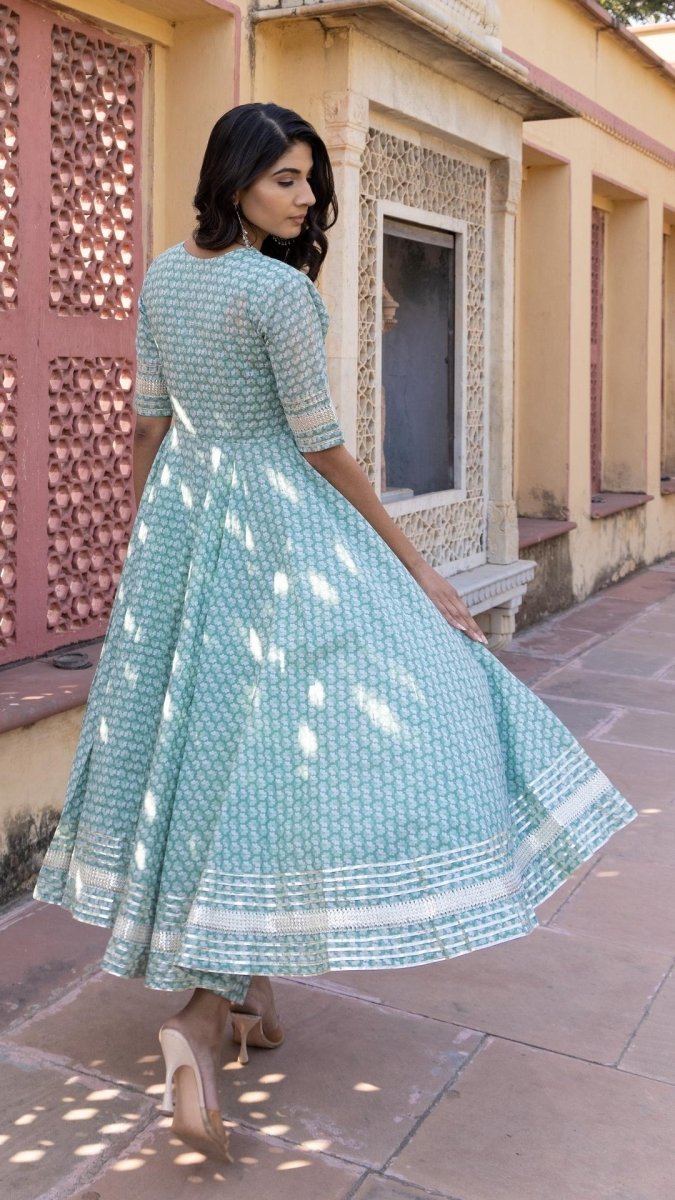 MAHNOOR COTTON ANARKALI SET - Pomcha Jaipur