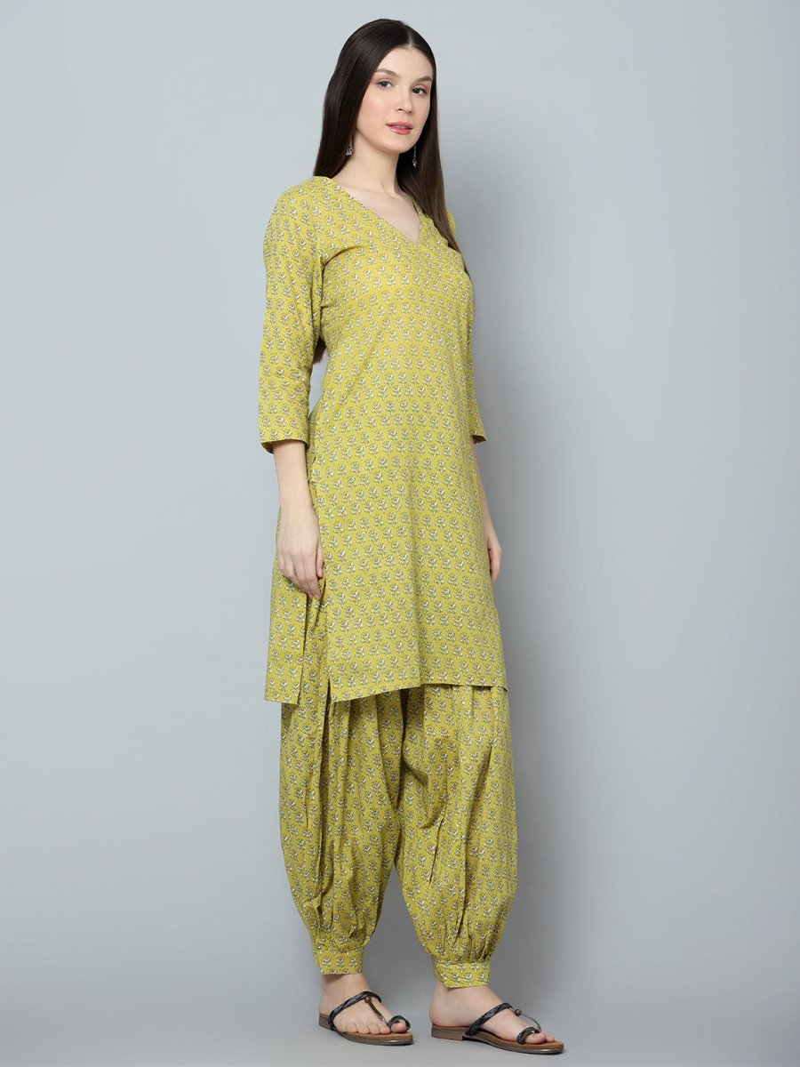 MALINI COTTON BLOCK PRINT KURTA SALWAR SET - Pomcha Jaipur