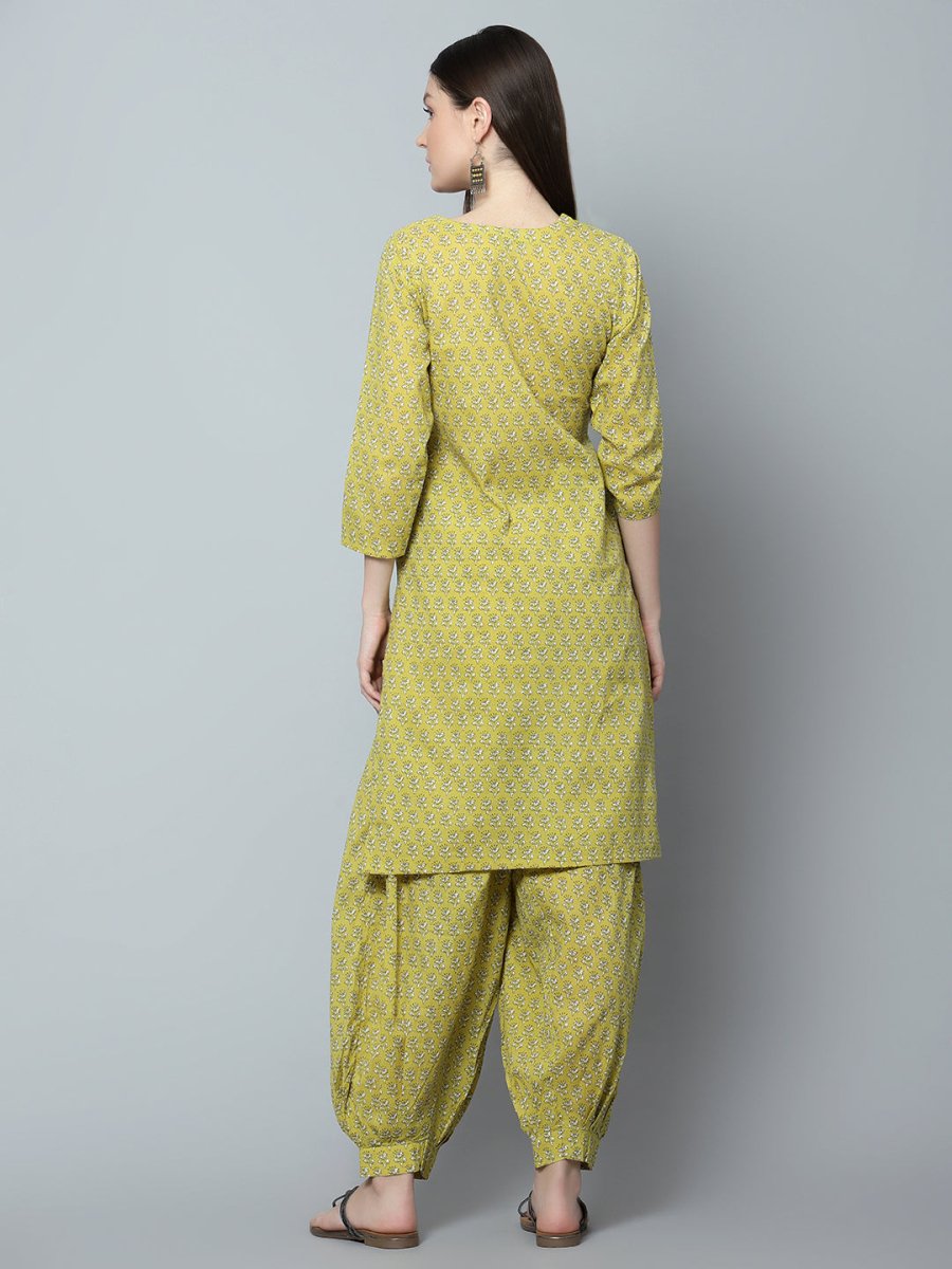 MALINI COTTON BLOCK PRINT KURTA SALWAR SET - Pomcha Jaipur