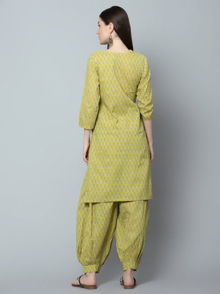 MALINI COTTON BLOCK PRINT KURTA SALWAR SET - Pomcha Jaipur