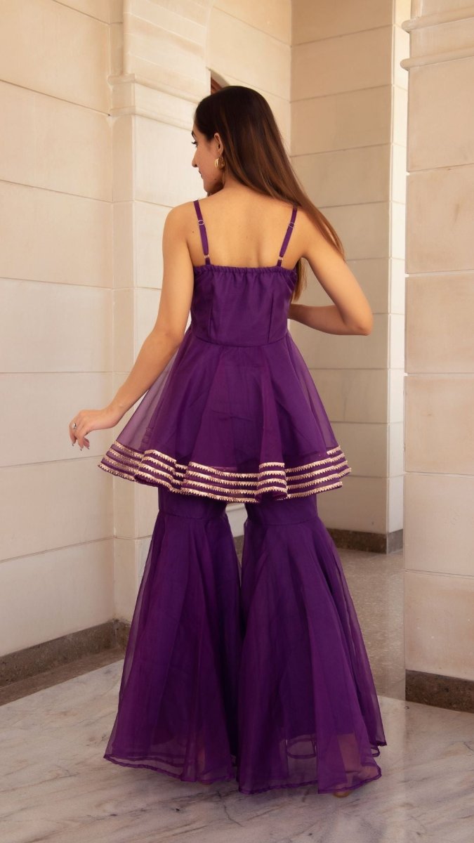 MASAKALI PURPLE ORGANZA SHARARA SET - Pomcha Jaipur