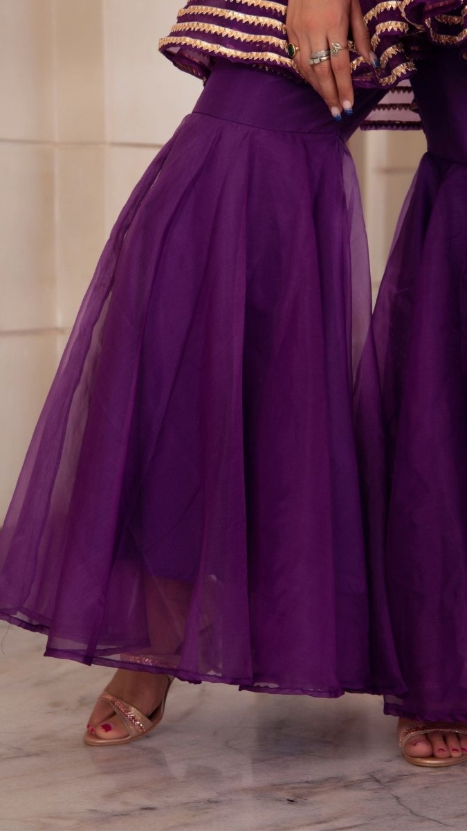 MASAKALI PURPLE ORGANZA SHARARA SET - Pomcha Jaipur