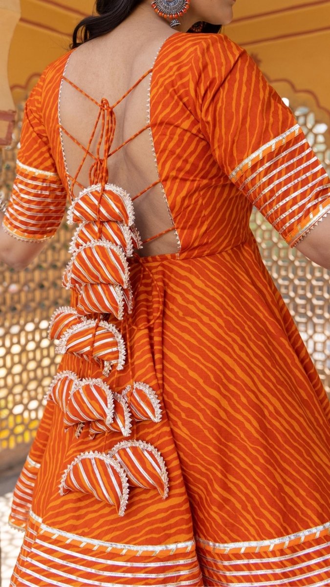 MEERA LEHERIYA ORANGE COTTON SHARARA SET - Pomcha Jaipur