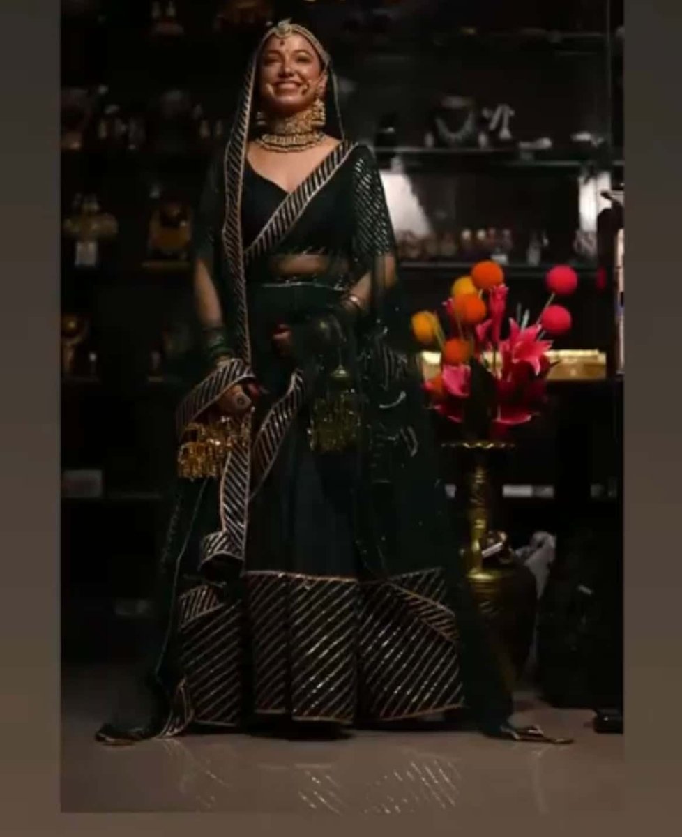 Mimosa Dark Green Cotton Silk Gotta Patti Work Lehenga With Jaal Work Organza Dupatta - Pomcha Jaipur