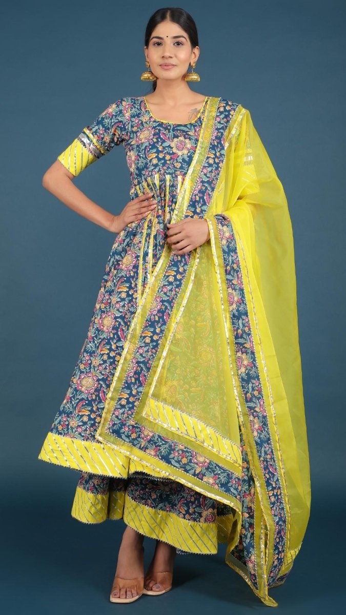 MISBA COTTON KALIDAR ANARKALI PLAZO SET - Pomcha Jaipur