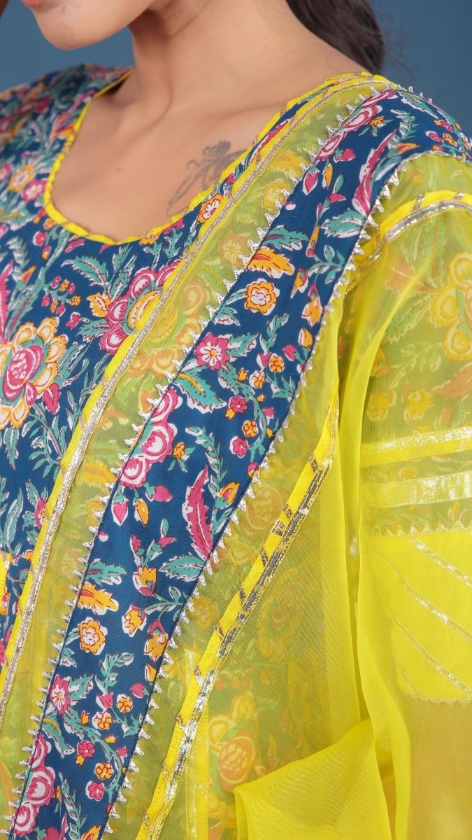 MISBA COTTON KALIDAR ANARKALI PLAZO SET - Pomcha Jaipur