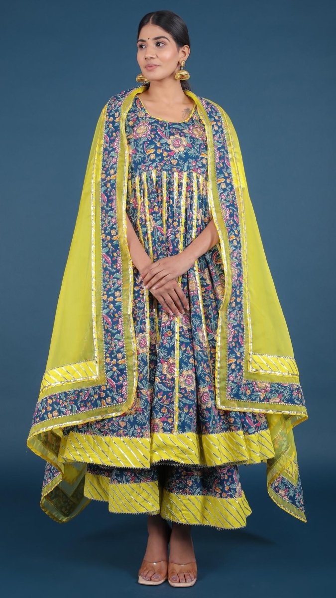 MISBA COTTON KALIDAR ANARKALI PLAZO SET - Pomcha Jaipur