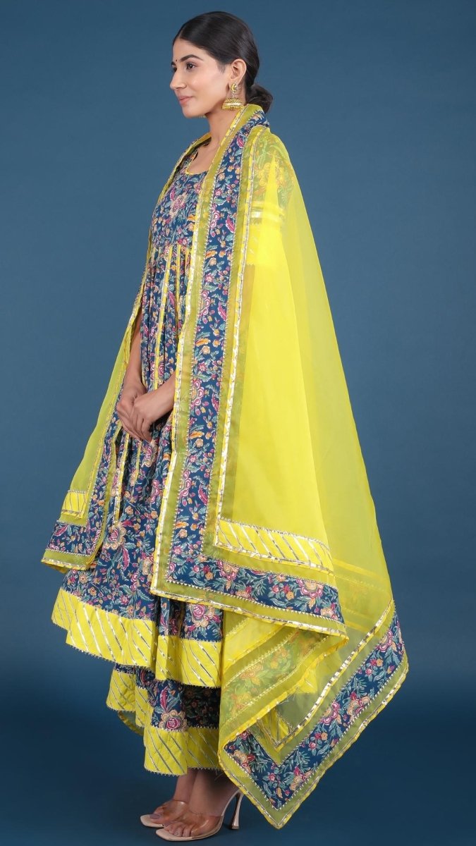 MISBA COTTON KALIDAR ANARKALI PLAZO SET - Pomcha Jaipur