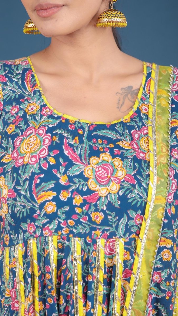 MISBA COTTON KALIDAR ANARKALI PLAZO SET - Pomcha Jaipur