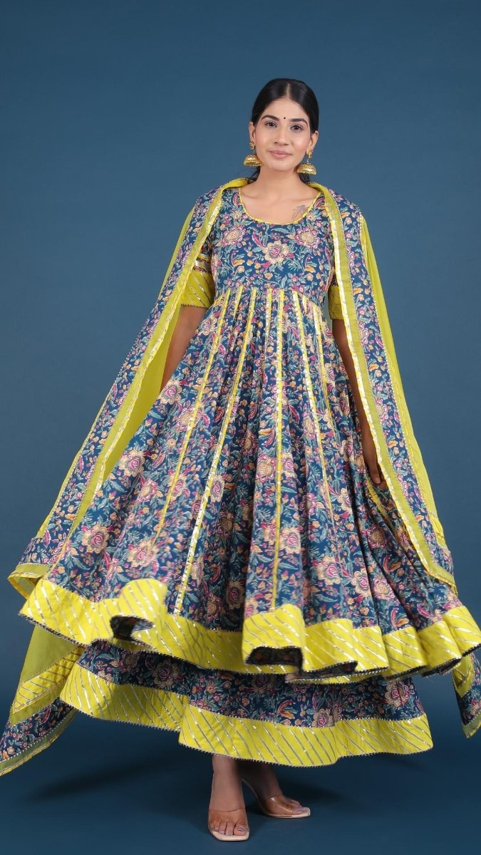 MISBA COTTON KALIDAR ANARKALI PLAZO SET - Pomcha Jaipur