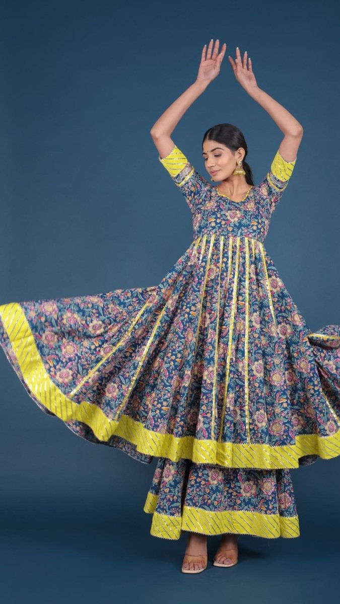 MISBA COTTON KALIDAR ANARKALI PLAZO SET - Pomcha Jaipur