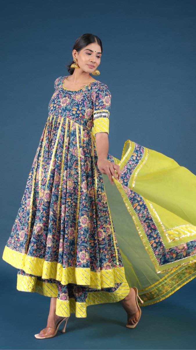 MISBA COTTON KALIDAR ANARKALI PLAZO SET - Pomcha Jaipur