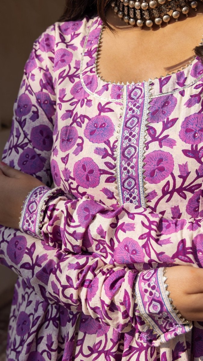 MONSOON LILLY PURPLE COTTON ANARKALI SET - Pomcha Jaipur
