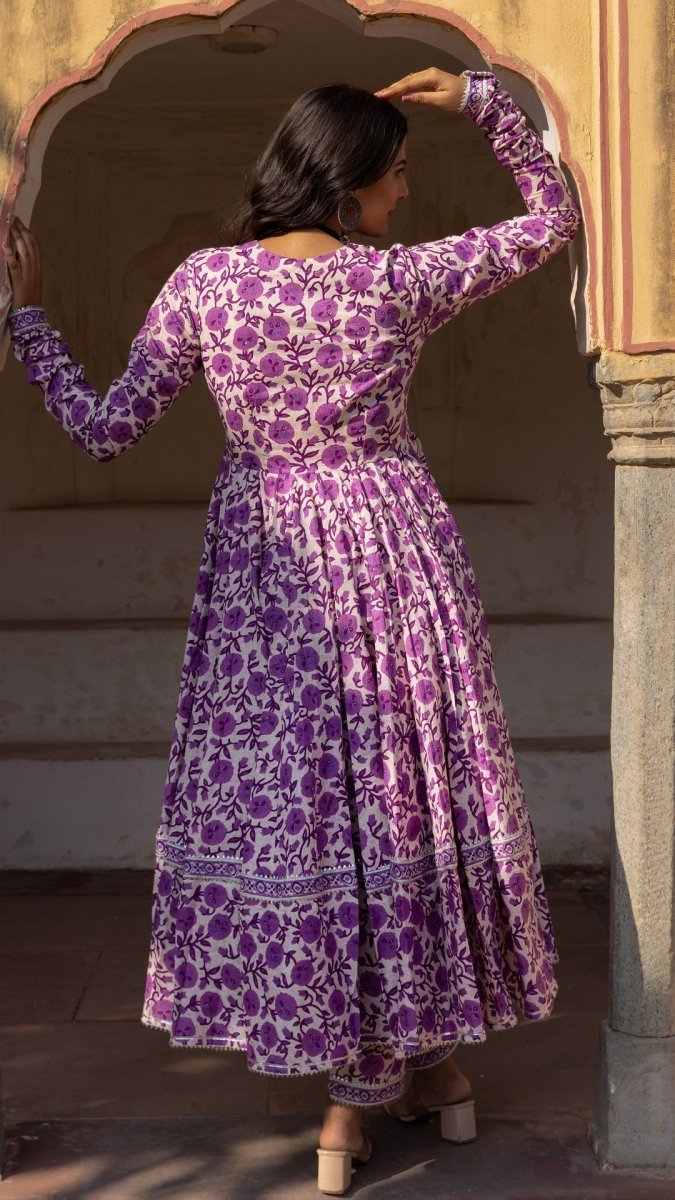 MONSOON LILLY PURPLE COTTON ANARKALI SET - Pomcha Jaipur