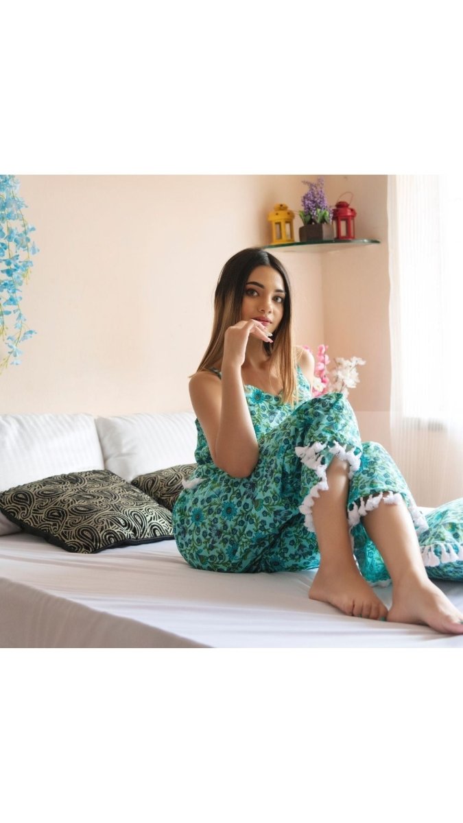 Morni hand block print night set - Pomcha Jaipur