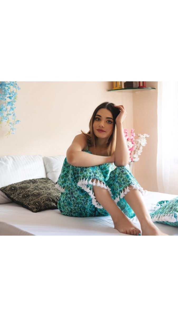 Morni hand block print night set - Pomcha Jaipur