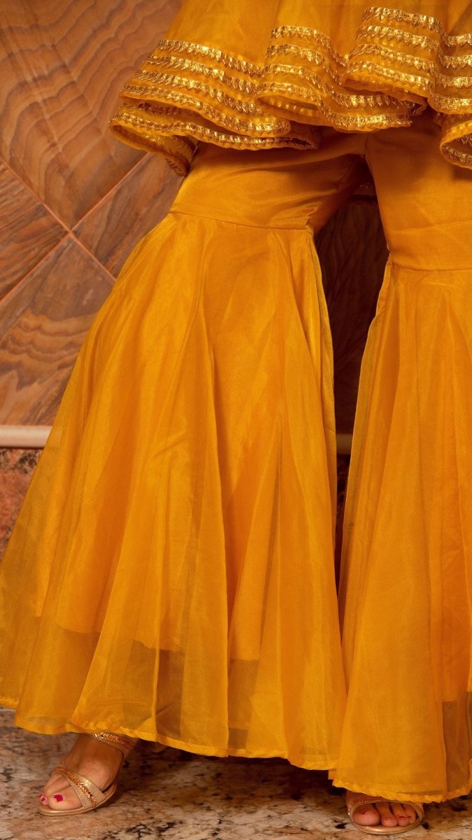 MURAT MUSTARD ORGANZA SHARARA WITH ORGANZA DUPATTA - Pomcha Jaipur