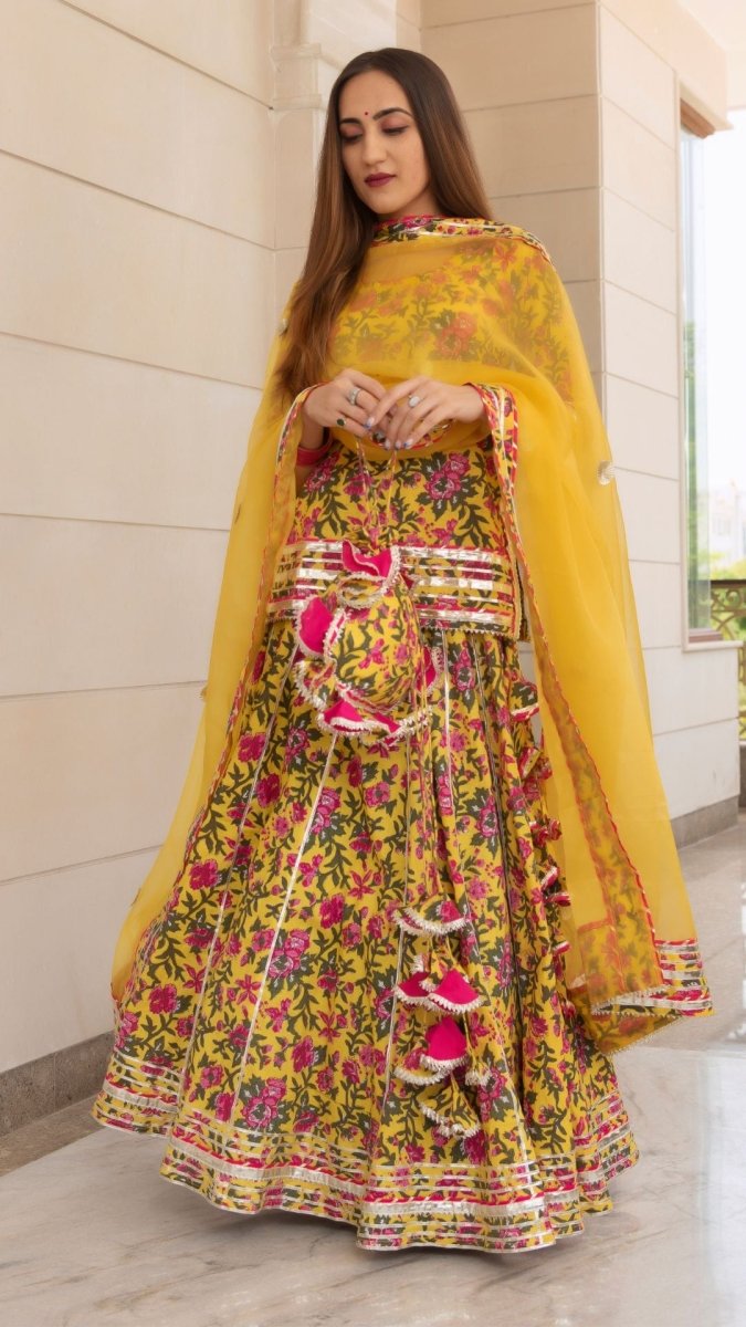 NITARA COTTON HAND BLOCK SKIRT SET - Pomcha Jaipur