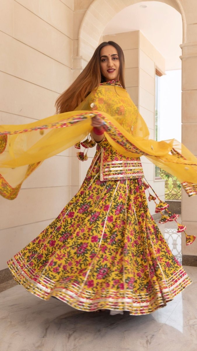 NITARA COTTON HAND BLOCK SKIRT SET - Pomcha Jaipur