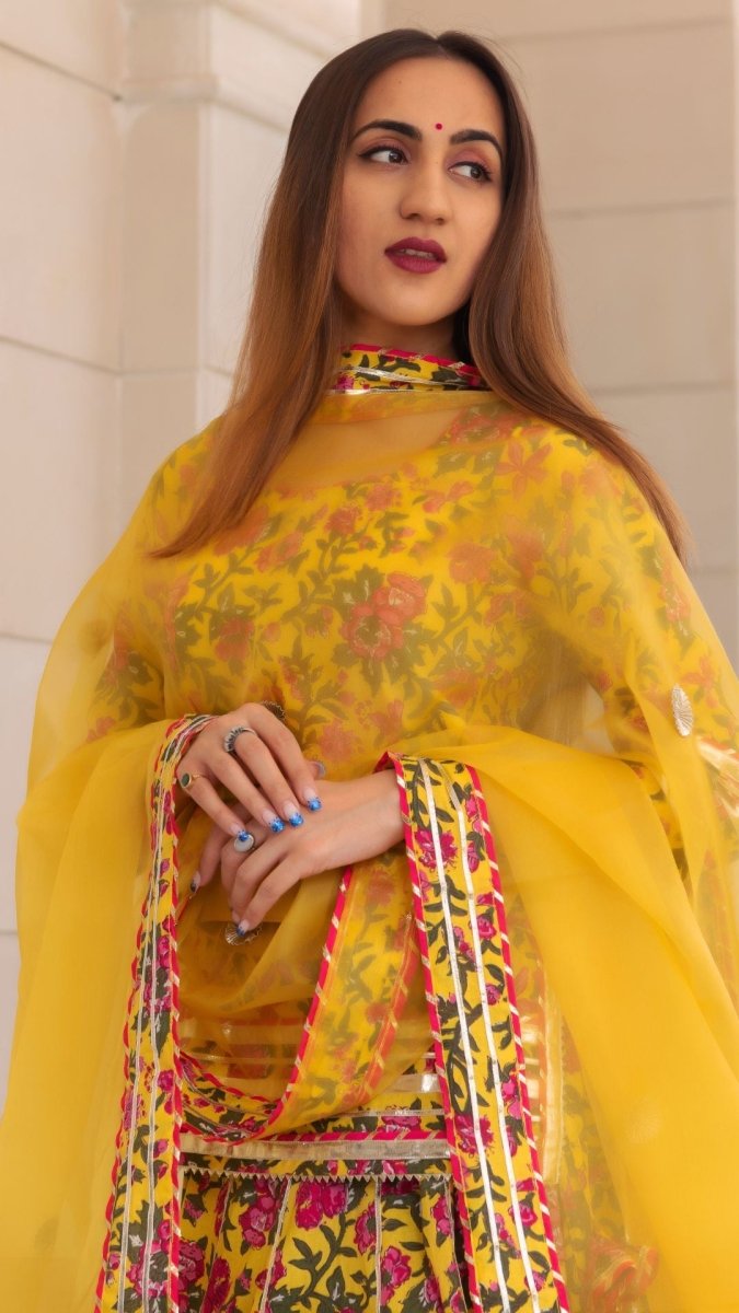 NITARA COTTON HAND BLOCK SKIRT SET - Pomcha Jaipur