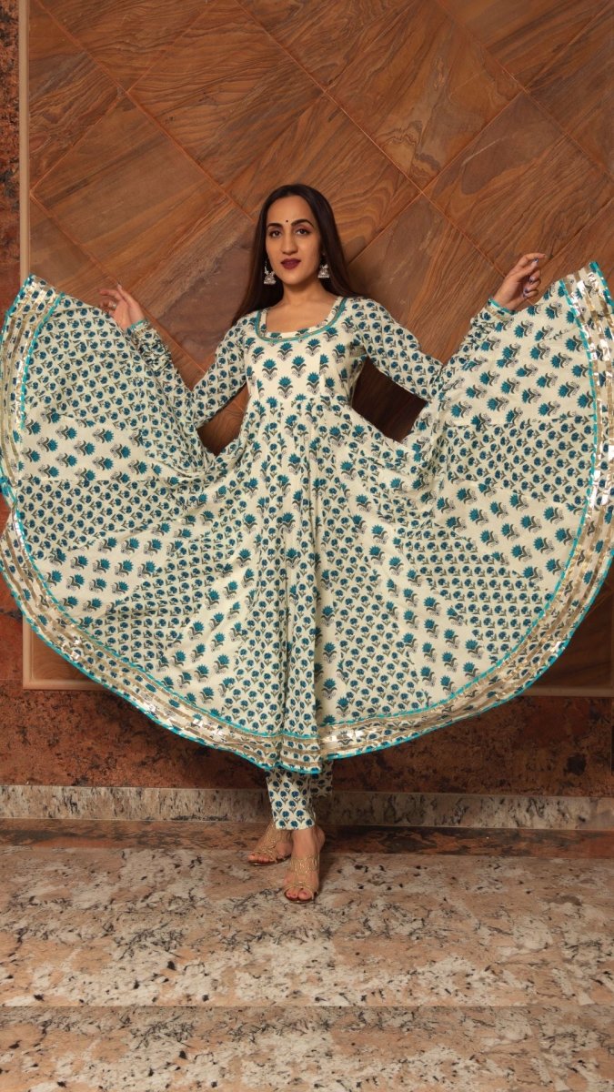 PAISELY COTTON KALIDAR ANARKALI SET - Pomcha Jaipur