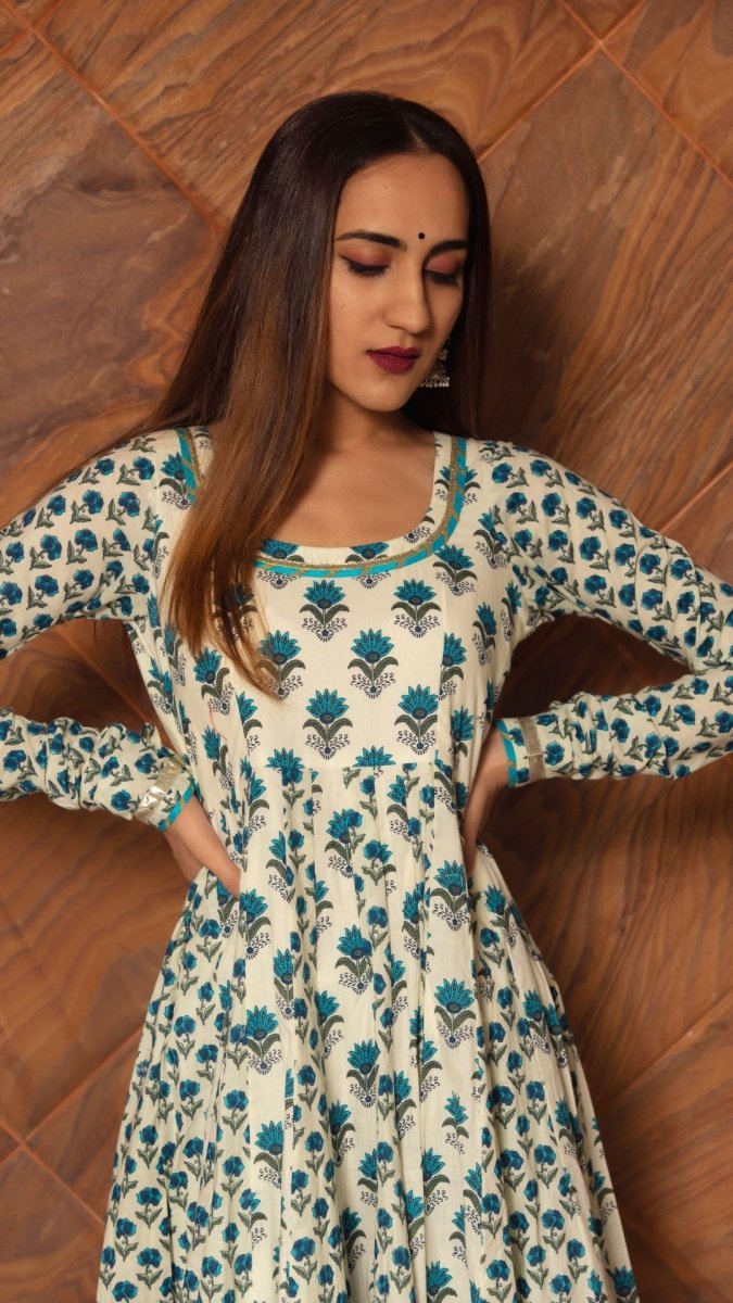 PAISELY COTTON KALIDAR ANARKALI SET - Pomcha Jaipur