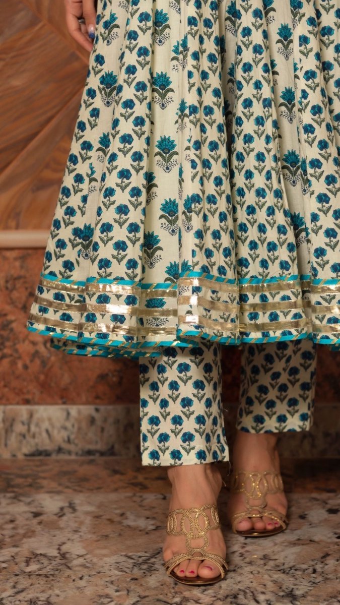 PAISELY COTTON KALIDAR ANARKALI SET - Pomcha Jaipur