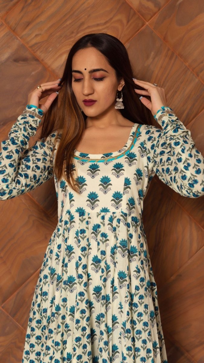 PAISELY COTTON KALIDAR ANARKALI SET - Pomcha Jaipur