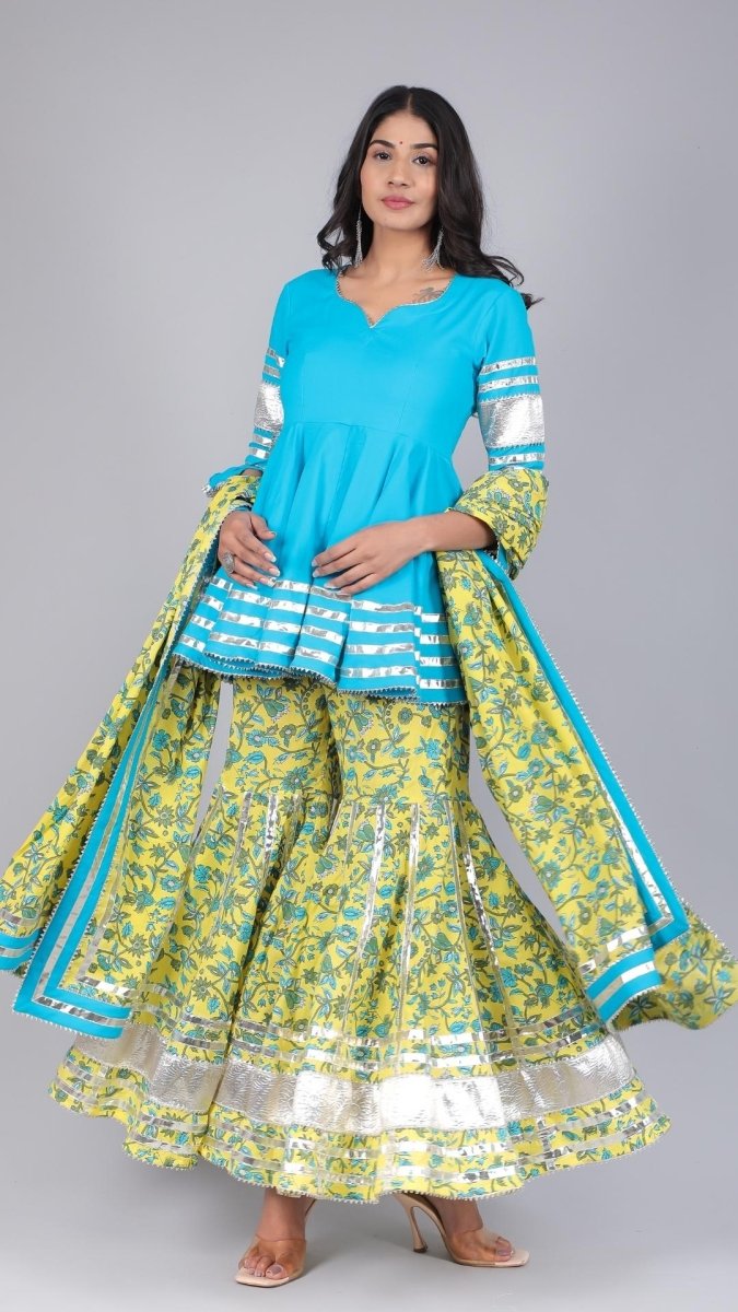 PAISELY JAAL COTTON SHARARA SET - Pomcha Jaipur