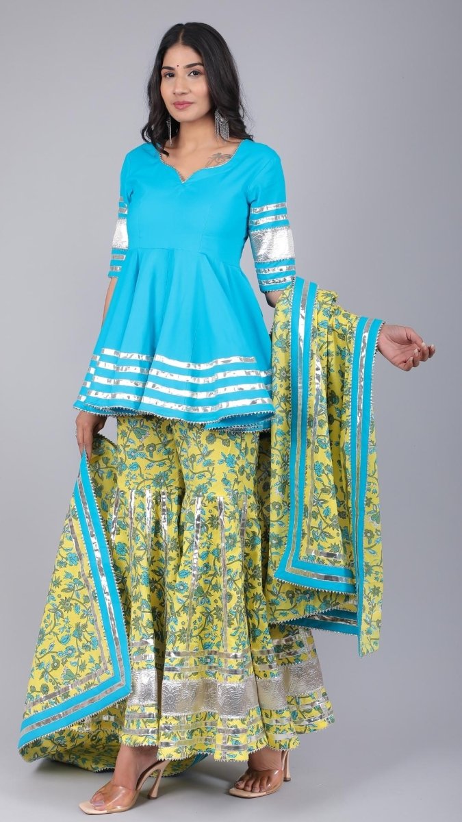 PAISELY JAAL COTTON SHARARA SET - Pomcha Jaipur