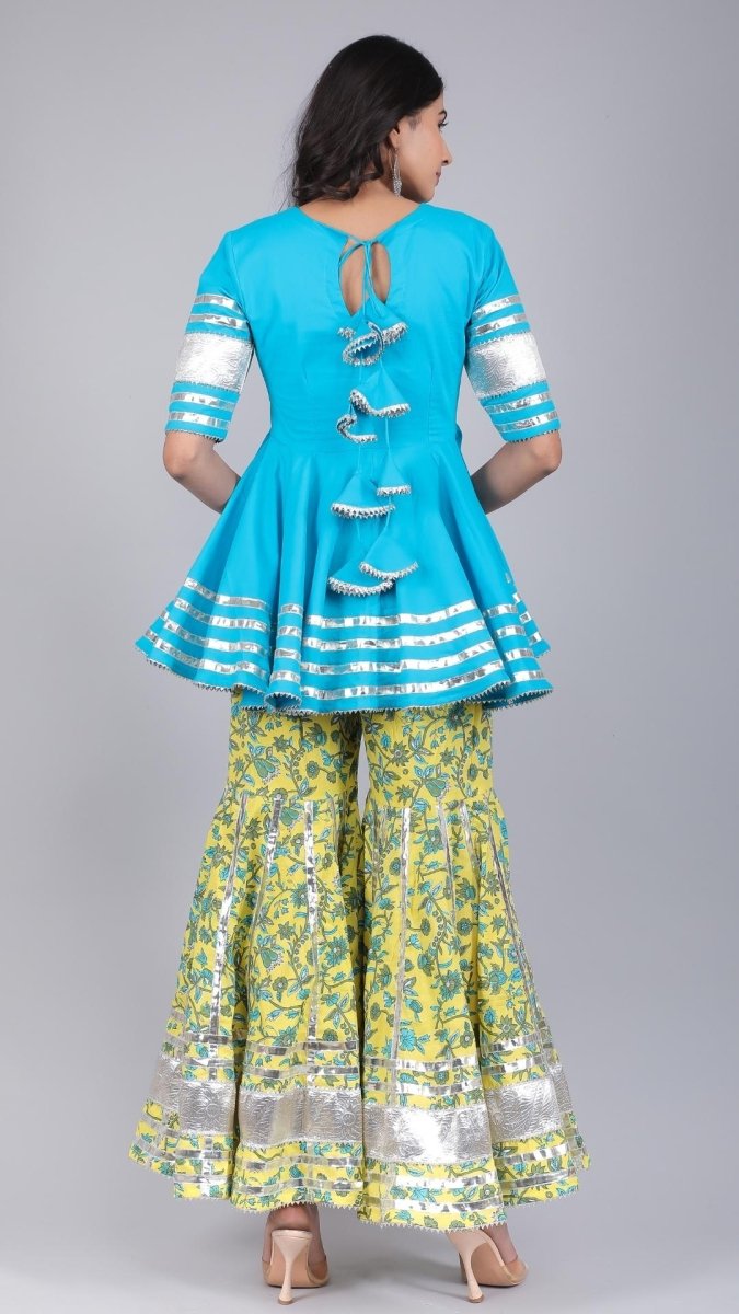 PAISELY JAAL COTTON SHARARA SET - Pomcha Jaipur