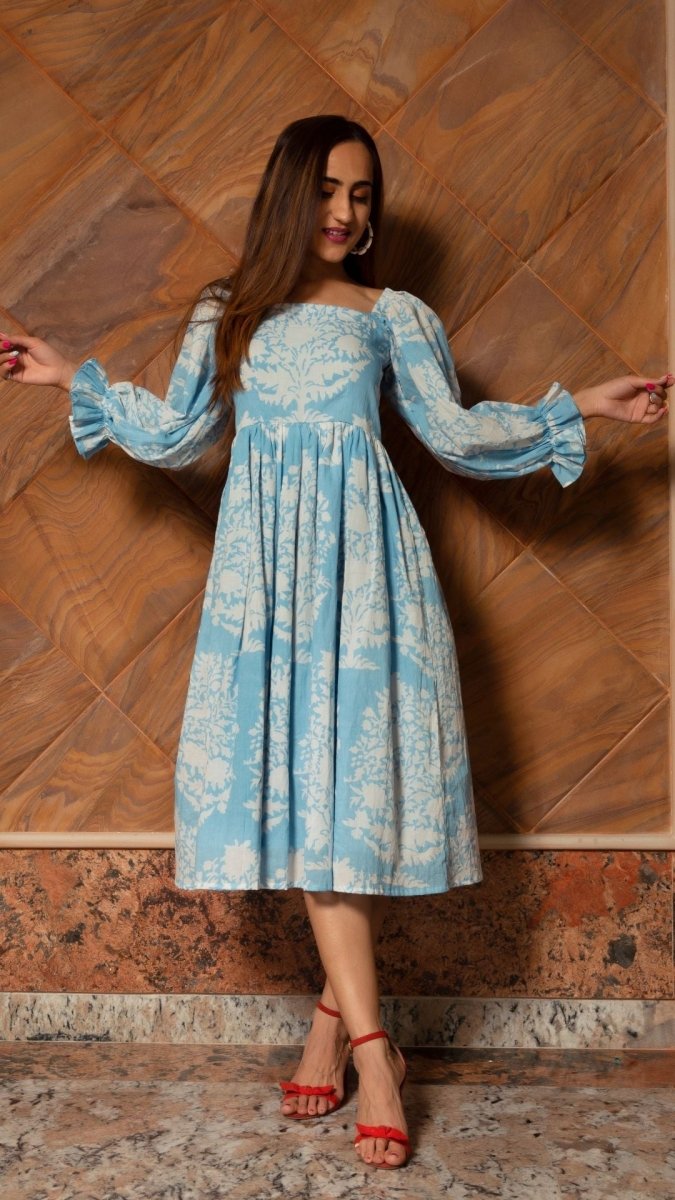 PEONY WHITE PURE COTTON DRESS - Pomcha Jaipur