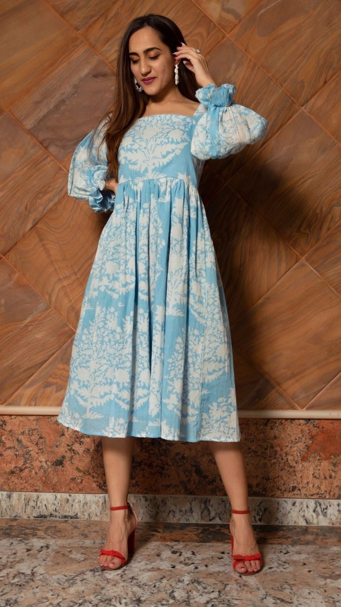 PEONY WHITE PURE COTTON DRESS - Pomcha Jaipur