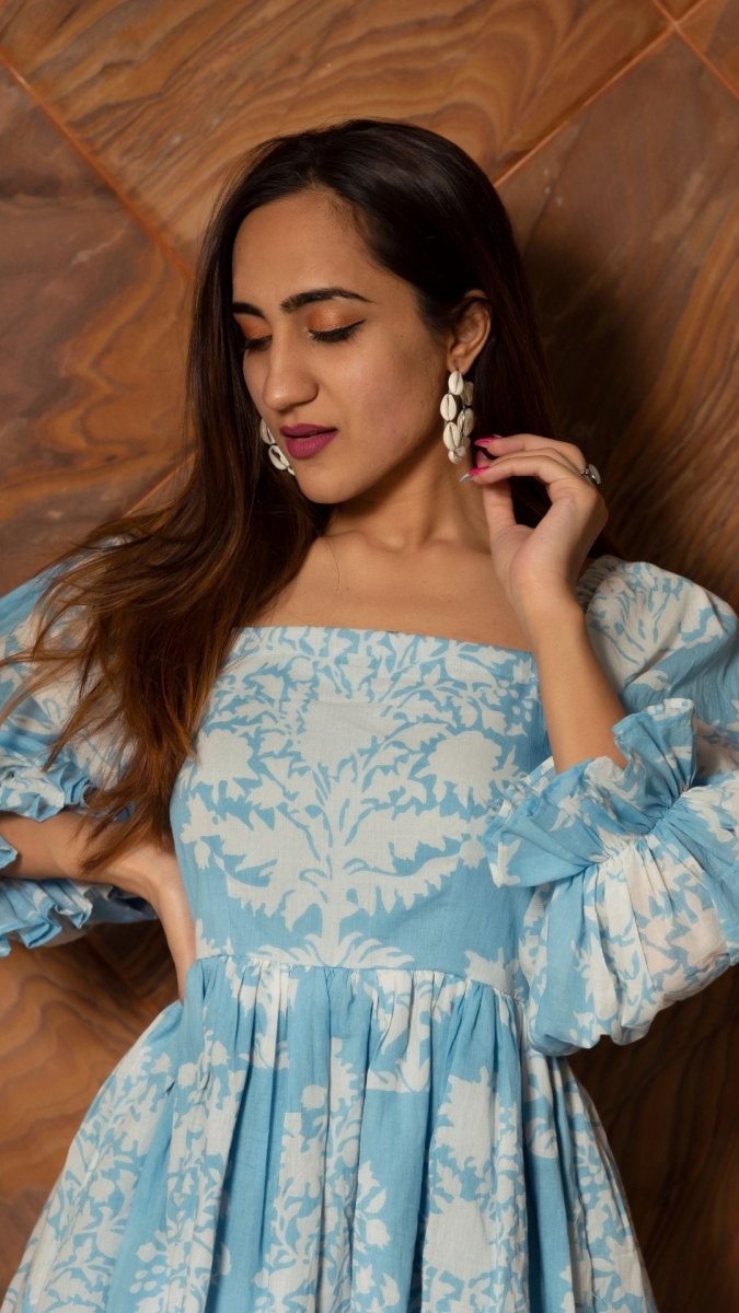 PEONY WHITE PURE COTTON DRESS - Pomcha Jaipur