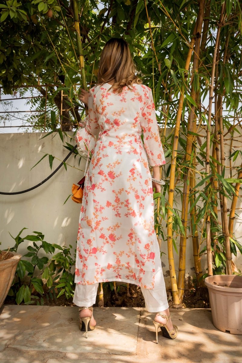 PHOOL JAAL MODAL CHANDERI SILK KURTA SUIT SET - Pomcha Jaipur