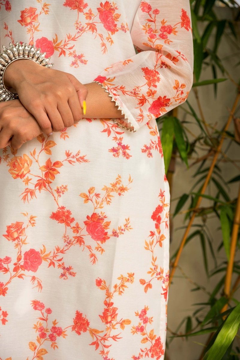 PHOOL JAAL MODAL CHANDERI SILK KURTA SUIT SET - Pomcha Jaipur
