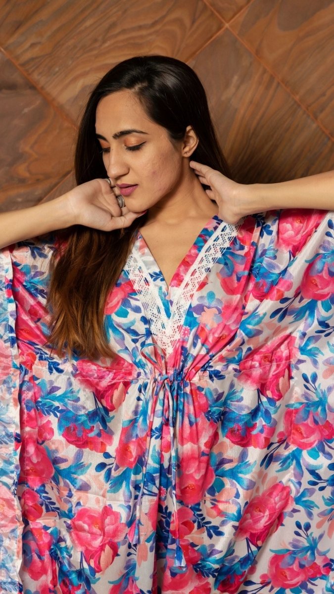 PHULWARI CHIFFON KAFTAN DRESS - Pomcha Jaipur