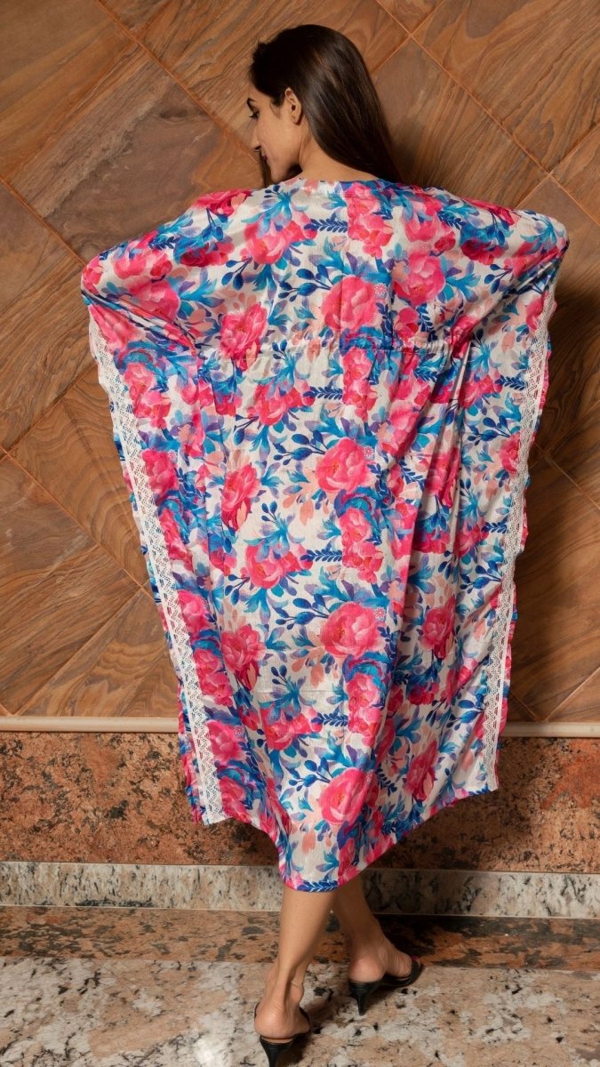 PHULWARI CHIFFON KAFTAN DRESS - Pomcha Jaipur