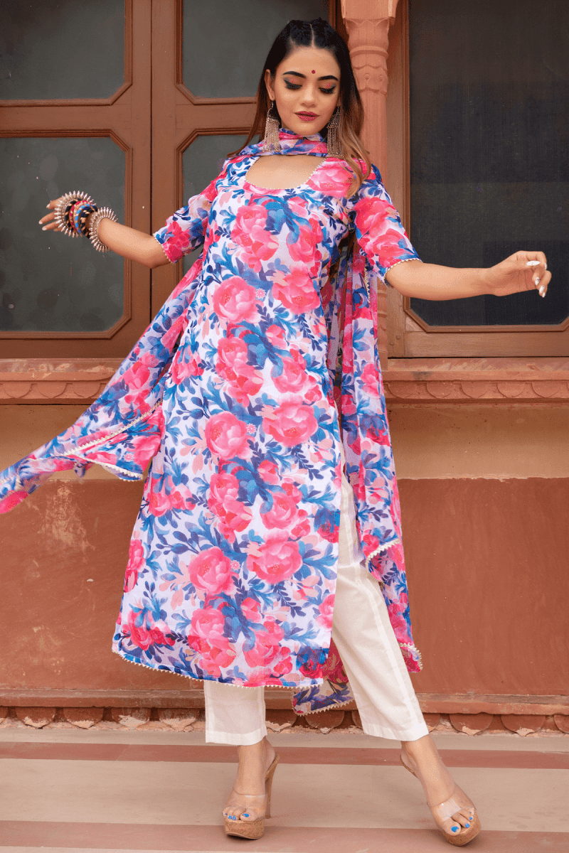 PHULWARI CHIFFON SUIT SET - Pomcha Jaipur