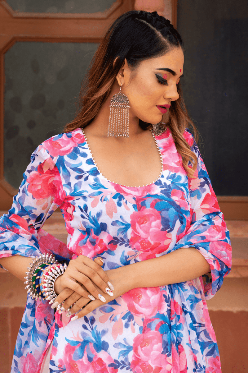 PHULWARI CHIFFON SUIT SET - Pomcha Jaipur