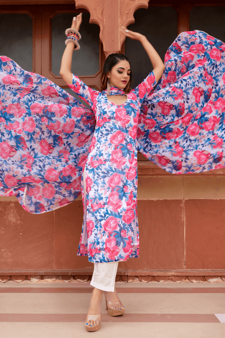 PHULWARI CHIFFON SUIT SET - Pomcha Jaipur