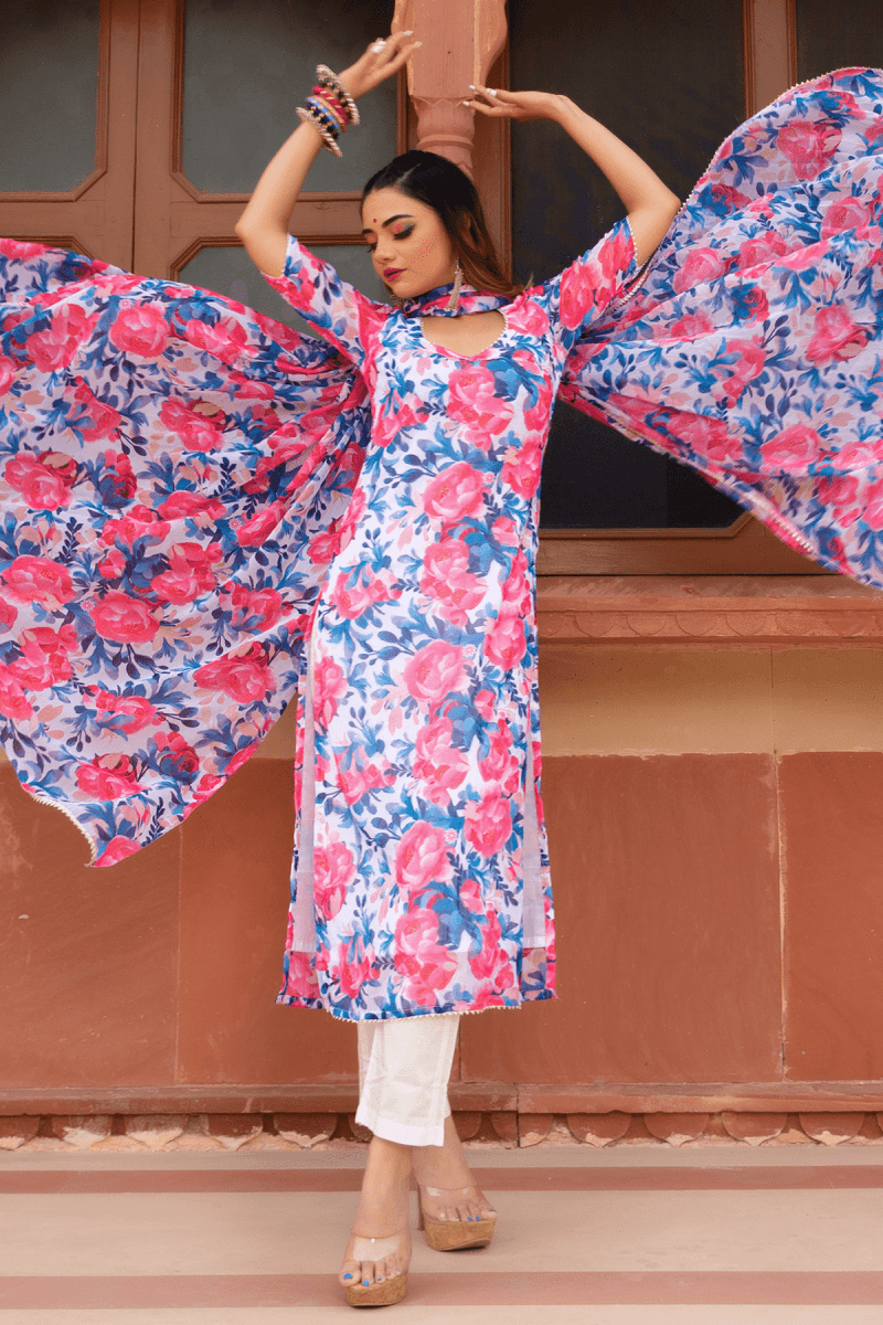 PHULWARI CHIFFON SUIT SET - Pomcha Jaipur