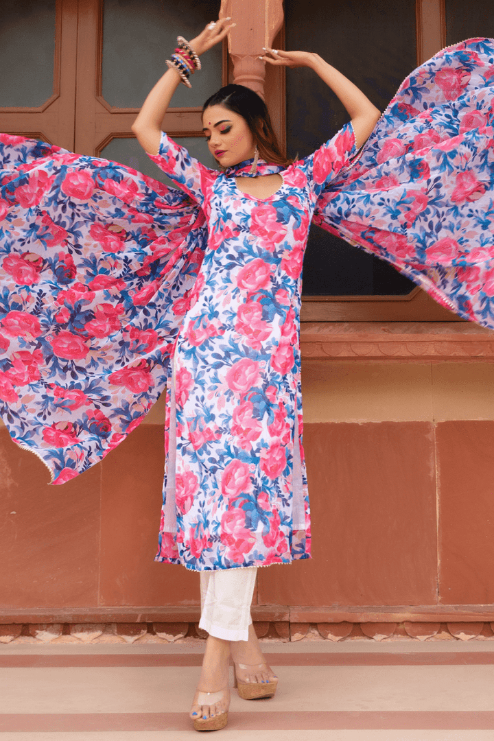 PHULWARI CHIFFON SUIT SET - Pomcha Jaipur